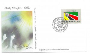 United Nations #378 Flag Series 1982, Mozambique, WTUNA Cachet, FDC