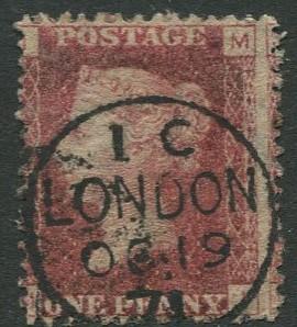 Great Britain -Scott 33 - QV - 1864 - Plate 187 - FU- 1p Stamp