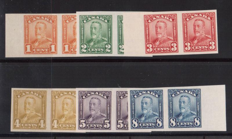 Canada #149b - #154a XF/NH Imperf Pair Set