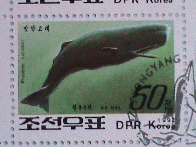 KOREA STAMP: 1992 SEA WALE MINI SHEET, CTO WITH FIRST DAY OF CANCEL