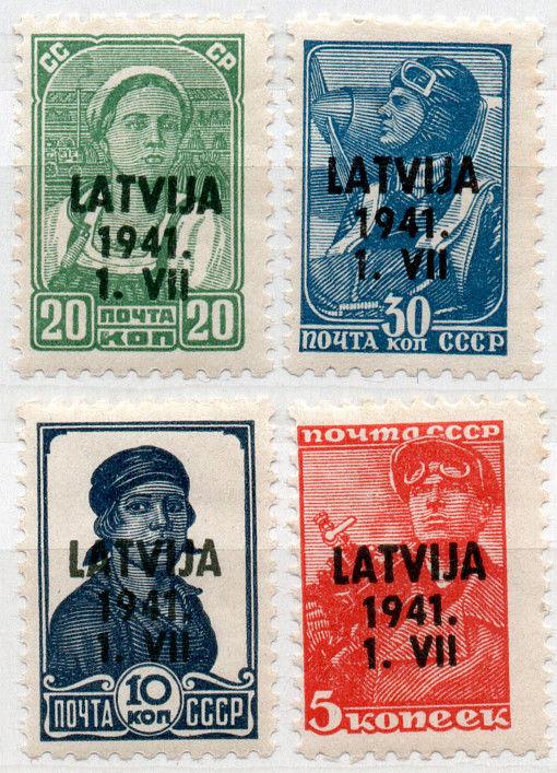 (I.B) Latvia Postal : Russian Overprints (1941)