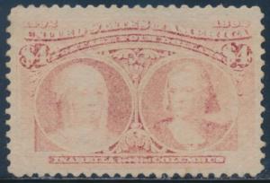 #244 $4 COLUMBIAN VF OG LH (APP) COLOR SLIGHTLY FADED CV $2,000 AU549