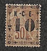 New Caledonia 1891, 10c on 30c brown, stamp out of set, Unused (hinged)