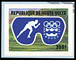 Upper Volta C227, MNH imperf., Olympic Speed Skating single from souvenir sheet