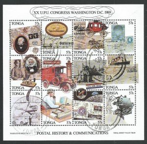 TONGA 1989 UPU mini sheet used - scarce....................................60608