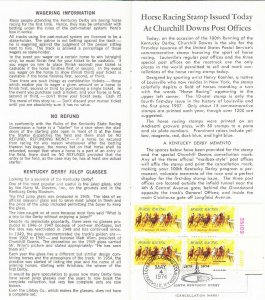 Churchill Downs Kentucky Derby Program FDC 1528 Horse Racing Blk4 Special Cancel