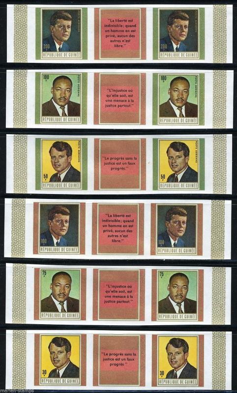 GUINEA MARTYRS OF LIBERTY JF & RF KENNEDY  MARTIN L. KING JR STRIPS FRENCH IMPF