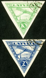Latvia Stamps # C1a+2a Used XF Scott Value $70.00