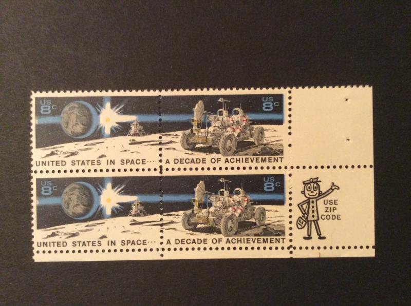 U.S.#1435b Space Achievement Decade 8c Zip Block of 4, MNH. See description.