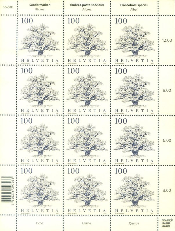 Fauna. Trees 2021. 4 mini sheets.