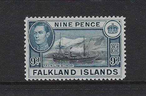 FALKLAND IS. SCOTT #90 1936-46 GEORGE VI 9 PENCE- MINT LIGHT  HINGED