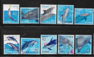 Japan 2019 Marine Life Series 3 Dolphin Complete set Used A1672