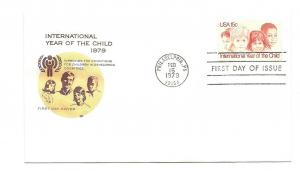 1772 International Year of the Child, Farnam, HF, FDC (water stains)