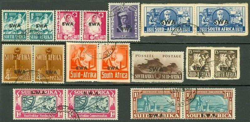 EDW1949SELL : SOUTH WEST AFRICA 1938-43 Scott #133-43 Very Fine, Used. Cat $130.