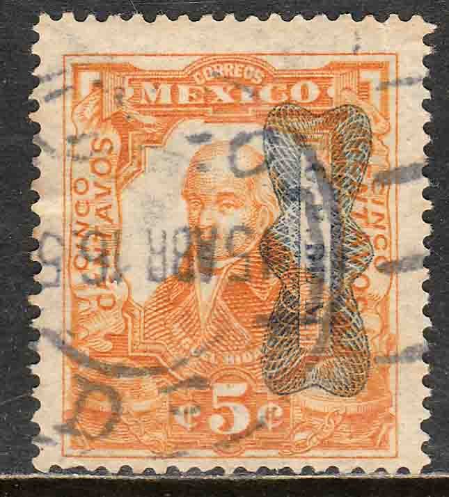 MEXICO 521Var 5¢ CORBATA REVOLUTIONAR INV OVERPRINT (READING DOWN) USED VF (29)