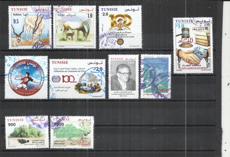 TEN AT A TIME  - TUNISIA 2017-2019 - POSTALLY USED