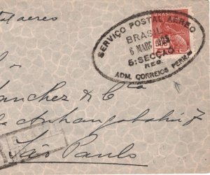 BRAZIL AIR MAIL Cover 1925 RARE FIRST FLIGHT Pernambuco-S.Paulo {samwells}KA285