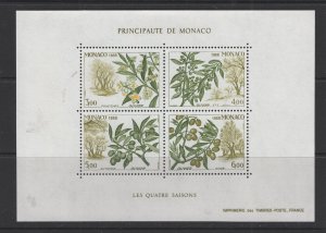 Monaco #1645  (1988 Olive Tree Four Seasons sheet) VFMNH CV $12.00