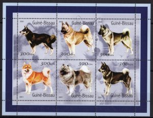 Guinea-Bissau 2001 Mi#1571/1576   DOGS #2   Sheetlet (6) MNH