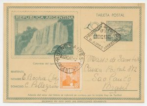Postal stationery Argentina 1943 Waterfall - Iguazu