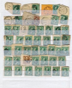 USA; 1870s early classic Washington issues fine used POSTMARKS LOT ON PIECE