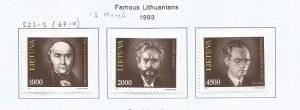 LITHUANIA - 1993 - Famous Lithuanians -  Perf 3v Set - M L H