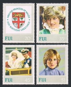 Fiji 470-473, MNH. Michel 464-467. Princess Diana 21st birthday, 1982. Arms.