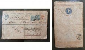 MALAYA SS 1900 QV REGISTERED COVER PENANG TO WATTWIL SWITZERLAND M6642