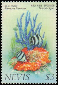 Nevis #163-166, Complete Set(4), 1983, Marine Life, Never Hinged