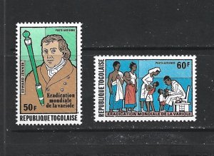 TOGO - 1978 AIR POST - EDWARD JENNER - SCOTT C334 TO C335 - MNH