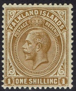 FALKLAND ISLANDS 1921 KGV 1/- WMK MULTI SCRIPT CA