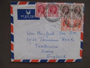 1956 Rhodesia & Nyasaland To Britain Airmail Cover - 6 Stamps (UU54)