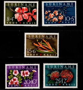 Suriname Scott B85-B89 MNH** 1962 Flower semi-postal set