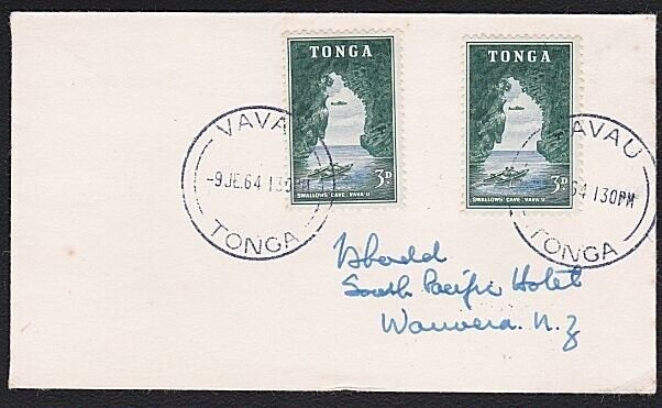 TONGA 1964 cover to New Zealand - VAVAU cds................................B2565