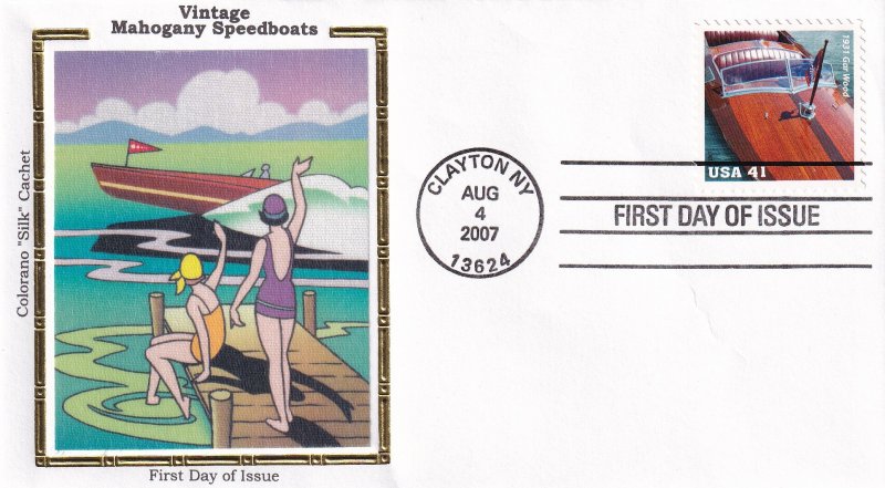 2007, Mahogany Speedboat-1931 Gar Wood, Colorano Silk, FDC (E12275)