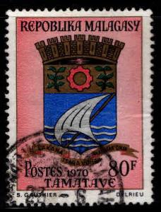 Madagascar Scott 439 coat of arms stamp Used