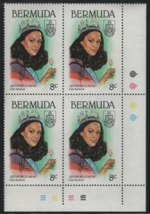 Bermuda 1980 MNH Sc 397 8c Gina Swainson Miss World LR corner block of 4