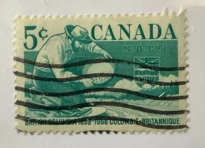 Canada 1958 Scott 377 used - 5c,  100th Anniversary of British Columbia