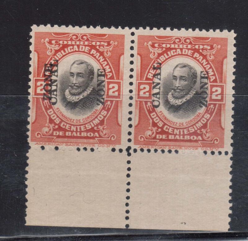 Canal Zone #56f NH Mint Pair With Double Zone Variety **With Certificate**