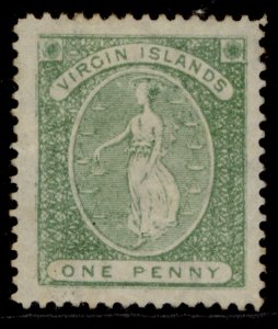 BRITISH VIRGIN ISLANDS QV SG22b, 1d green, M MINT. Cat £100. WMK UPRIGHT