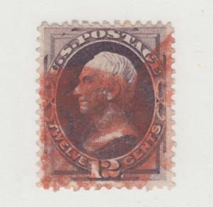 US Sc 151 used 1870 12c Clay, bright red cancel F-VF