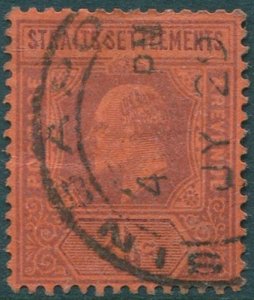 Malaysia Straits Settlements 1902 SG112 4c purple on red KEVII FU