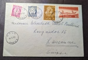 1963 Norway Cover Oslo Brev 1 to Lausanne Switzerland