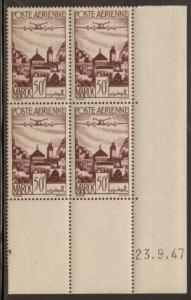 French Morocco 1947 #C36 Moulay Idress Corner Date Block MNH