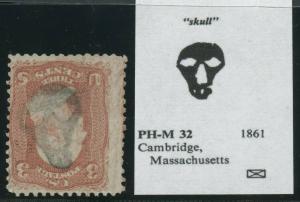 #65 VAR MASK FANCY CANCEL CAMBRIDGE, MASS. 1861 BU9420