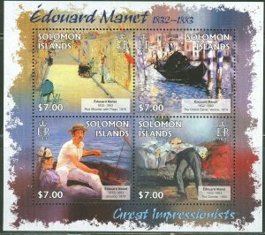 SOLOMON ISLANDS GREAT IMPRESSIONISTS EDOUARD MANET SHEET MINT NH