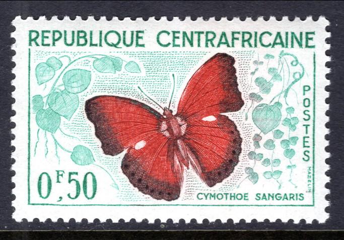 Central African Republic 4 Butterfly MNH VF