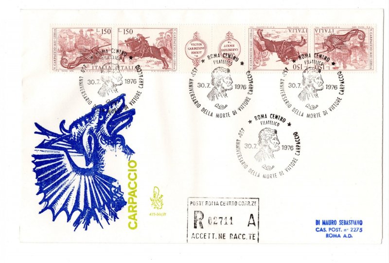 Italy 1976 Carpaccio diptych on FDC venetia Registered mail