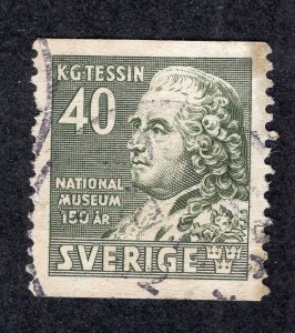 Sweden 1942 30o olive green Tessin, Scott 331 used, value = $1.25