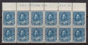 Canada #115 VF/NH Plate #A-1 Top Block Of Twelve